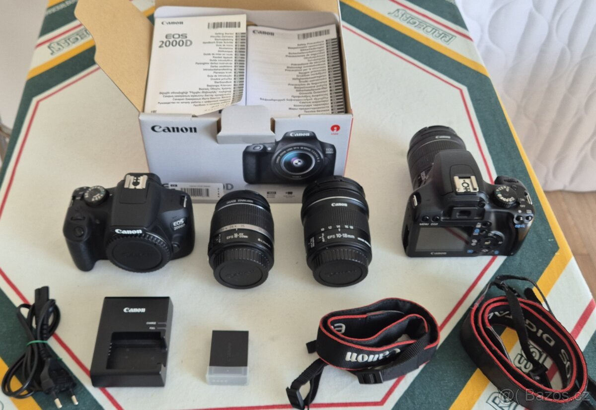 Canon EOS 2000D + 3x objektiv + příslušenství