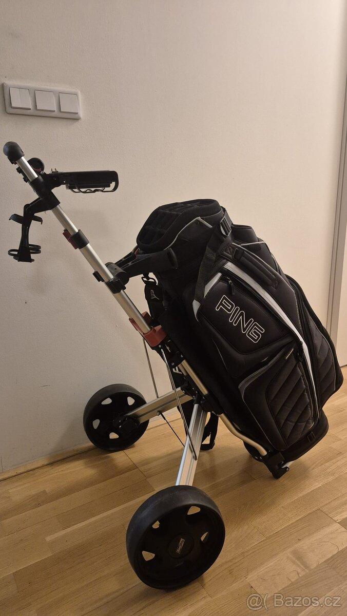 Golfový set: PING Pioneer cart bag + vozík Bag Boy Stav