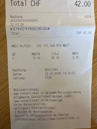 Jeden průjezd Tunel Munt-la-Schera