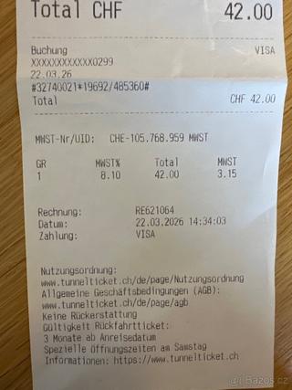 Jeden průjezd Tunel Munt-la-Schera