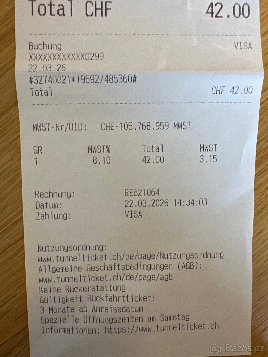 Jeden průjezd Tunel Munt-la-Schera