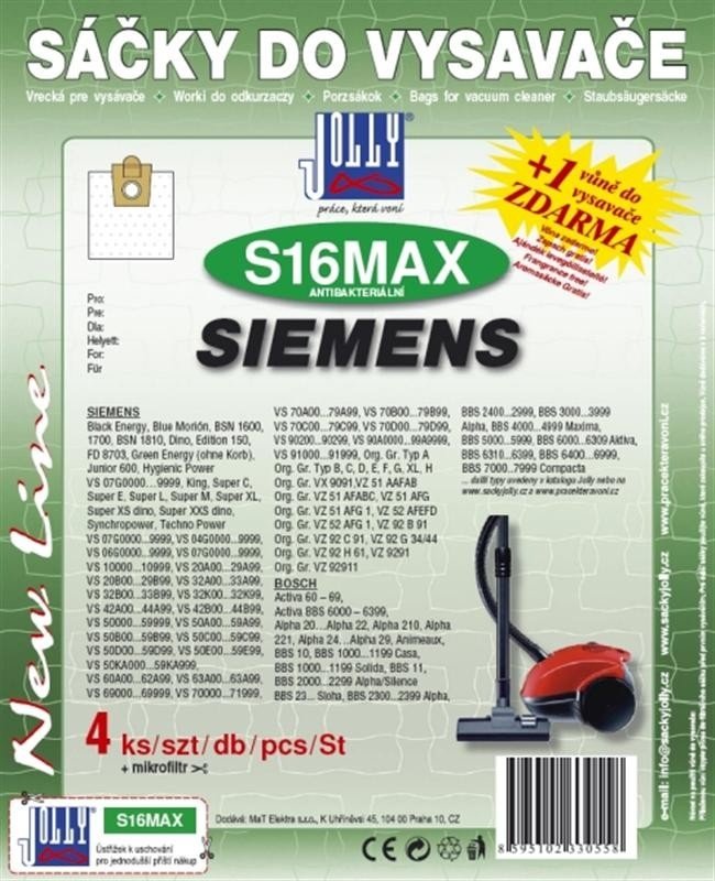 Papírové sáčky do vysavače Siemens S16MAX balení 4ks