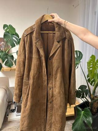 Leather men trench coat