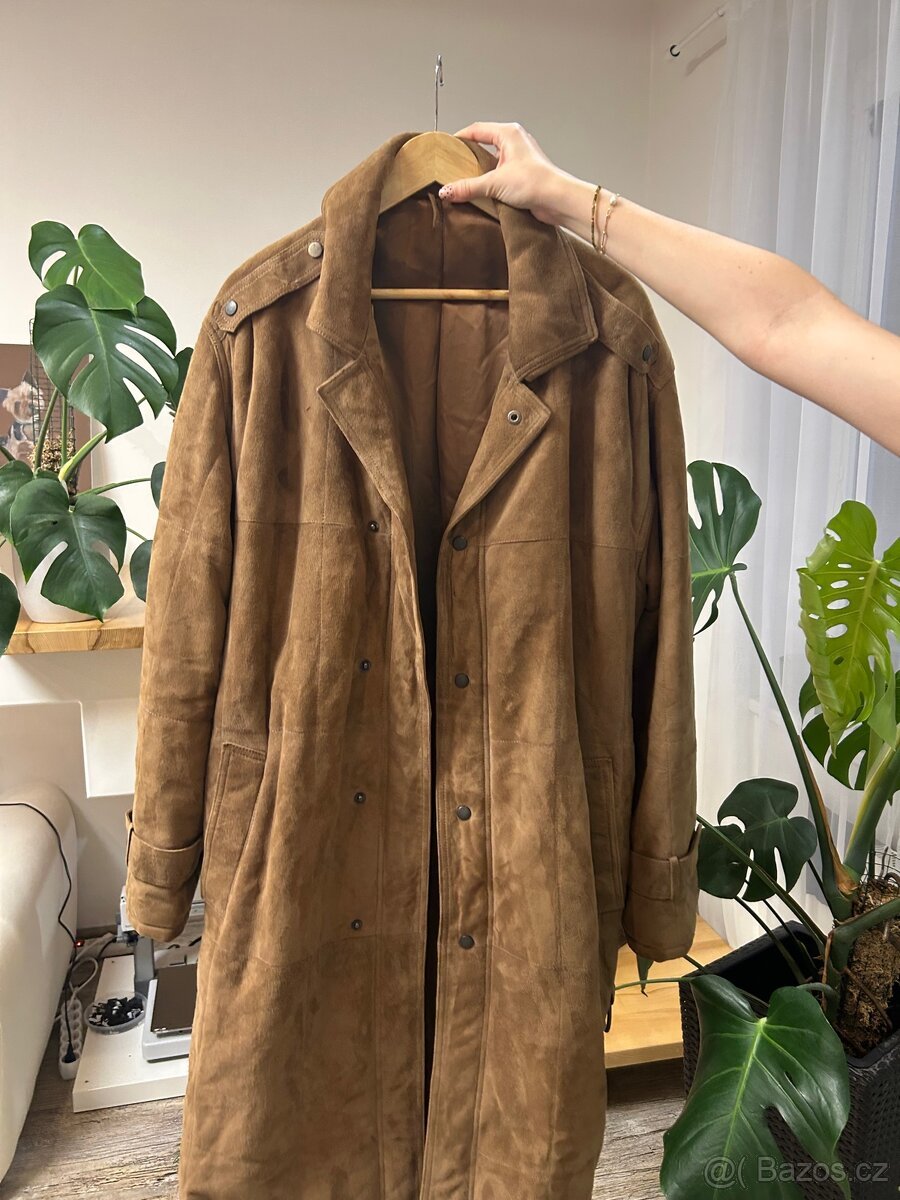 Leather men trench coat
