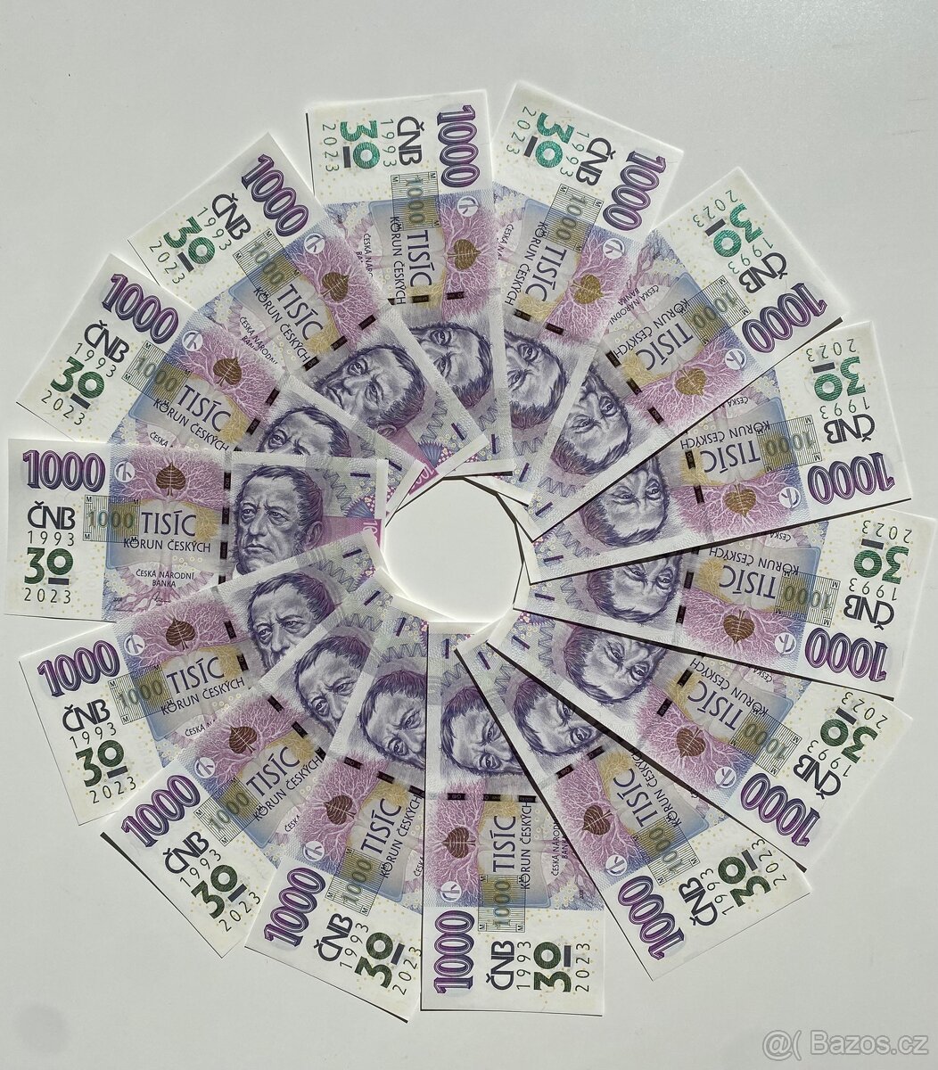 1000Kč s přítiskem R61/R62/R83/R90/R95/R96
