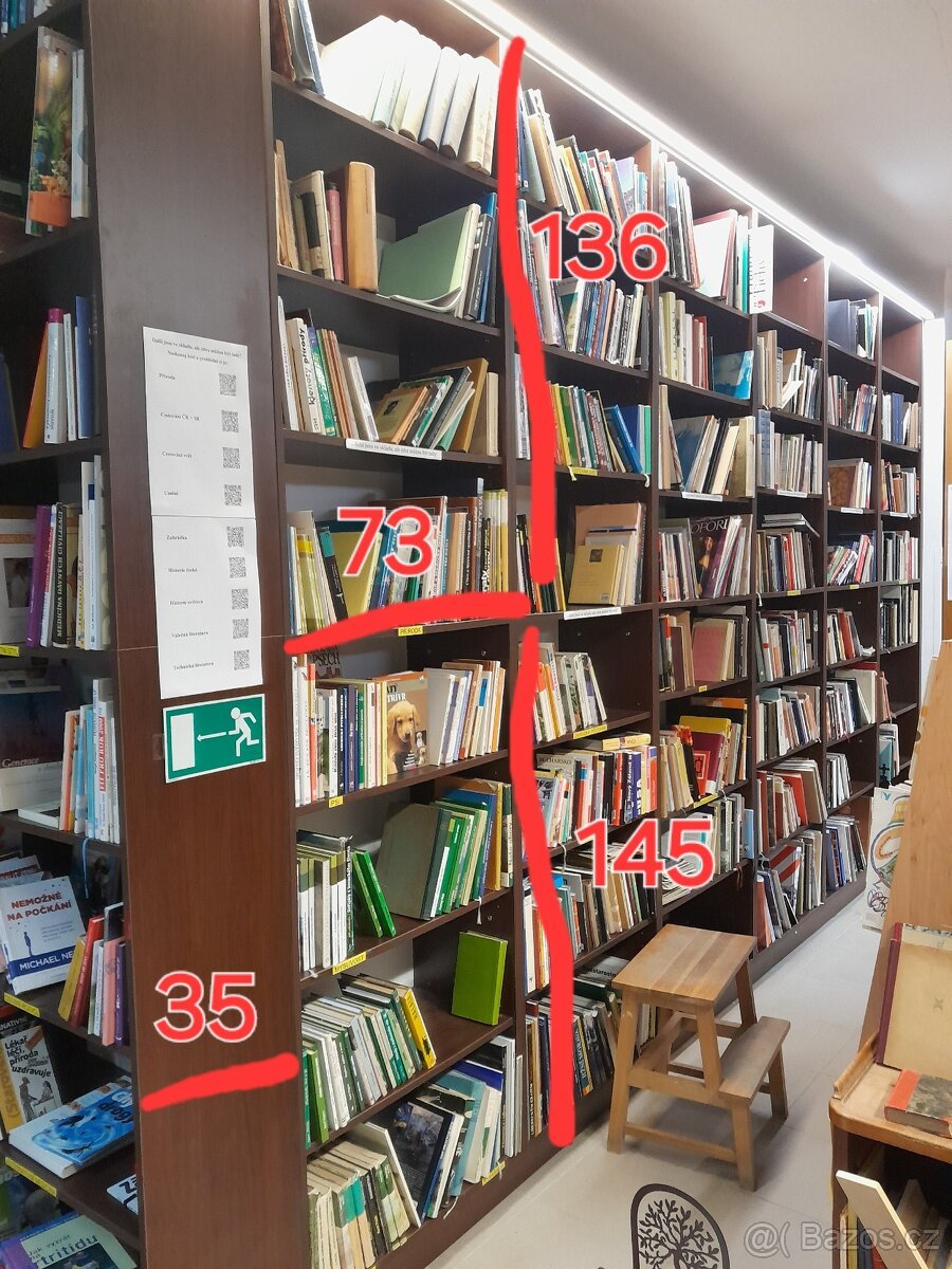 Regály na knihy, knihovny, vybavení obchodu