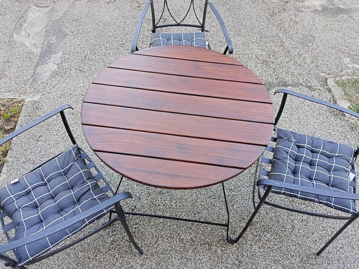 Zahradní balkónový set 3 kovové křesla+skládací stůl