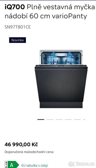 Nová vest. myčka SIEMENS STUDIOLINE SN97T801CE-TOP model