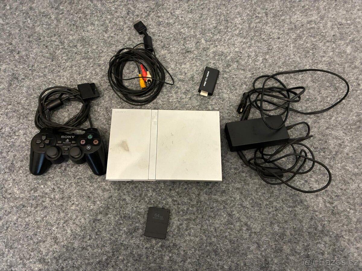 PlayStation 2 (PS2) Slim + ovladač, paměťová karta a 3 hry