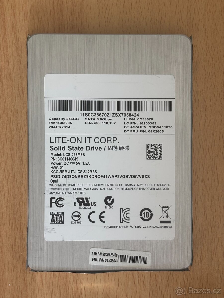 SSD disk Liteon 2.5" - 256GB SSD