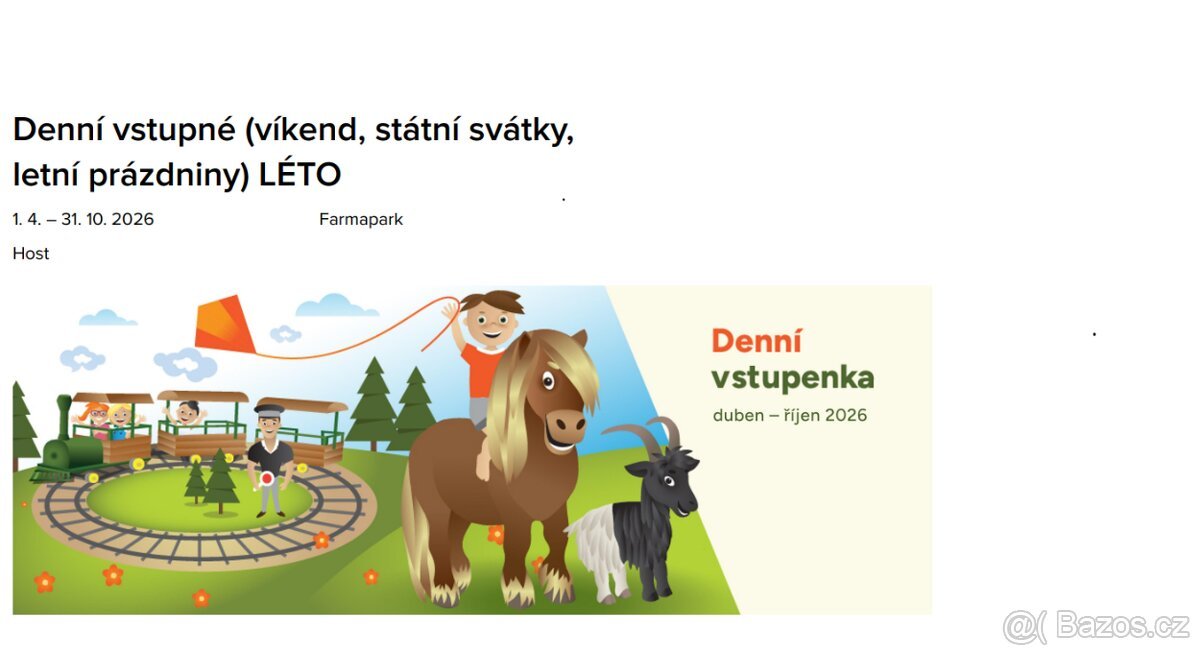 Vstupenky Farmapark Soběhrdy 2 kusy