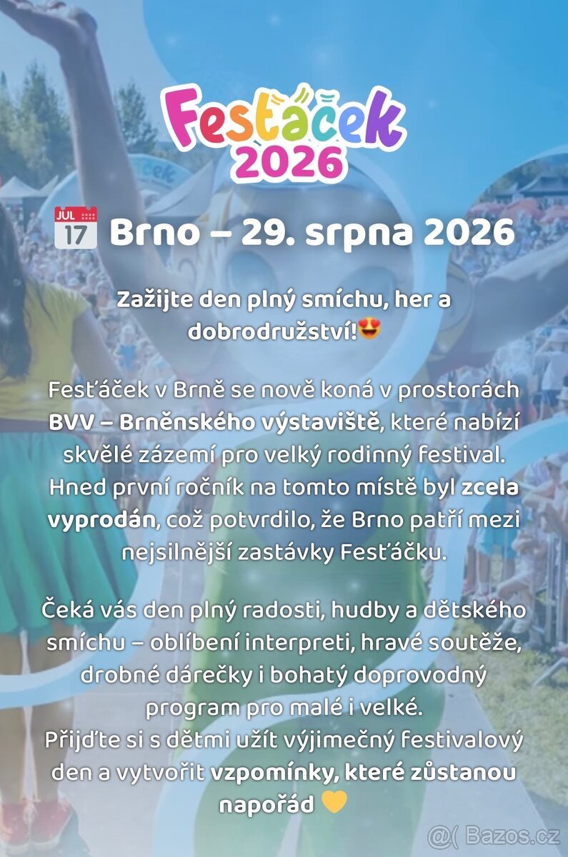Fesťáček Brno - rodinná vstupenka
