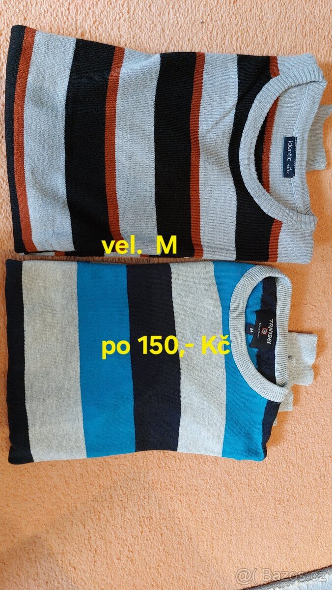 Pánské svetry vel. M za 100,-Kč