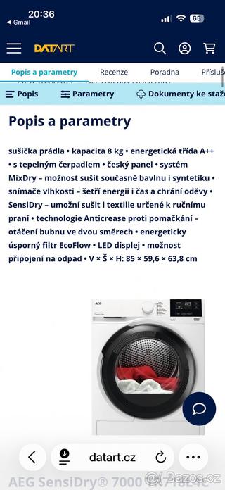 Sušička prádla AEG