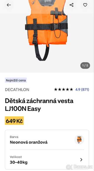Dětská záchranná vesta 30-40kg