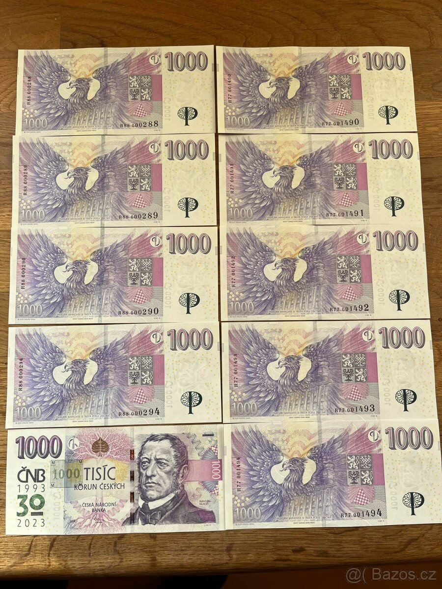 1000Kč výroční s přítiskem 7ks