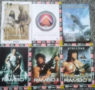 DVD 6 ks - Rambo, Hvězdná brána, Poklad na Stříbrném jezeře