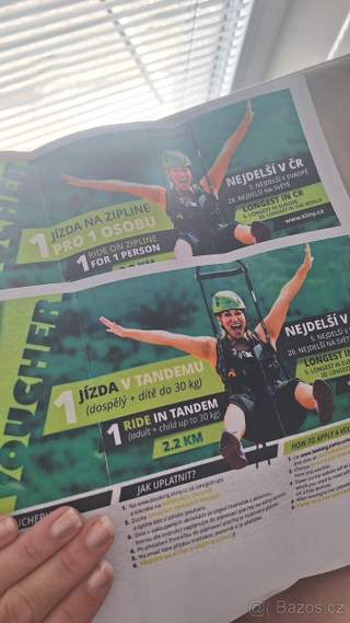 Prodám dárkové poukazy na Zipline