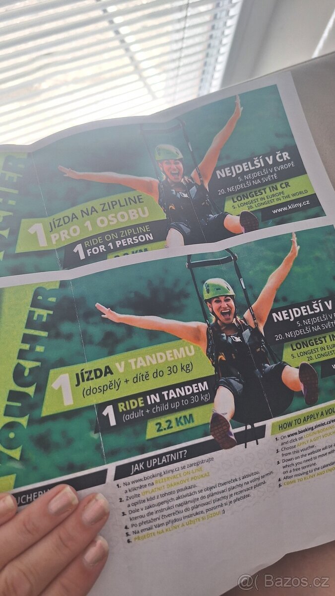 Prodám dárkové poukazy na Zipline