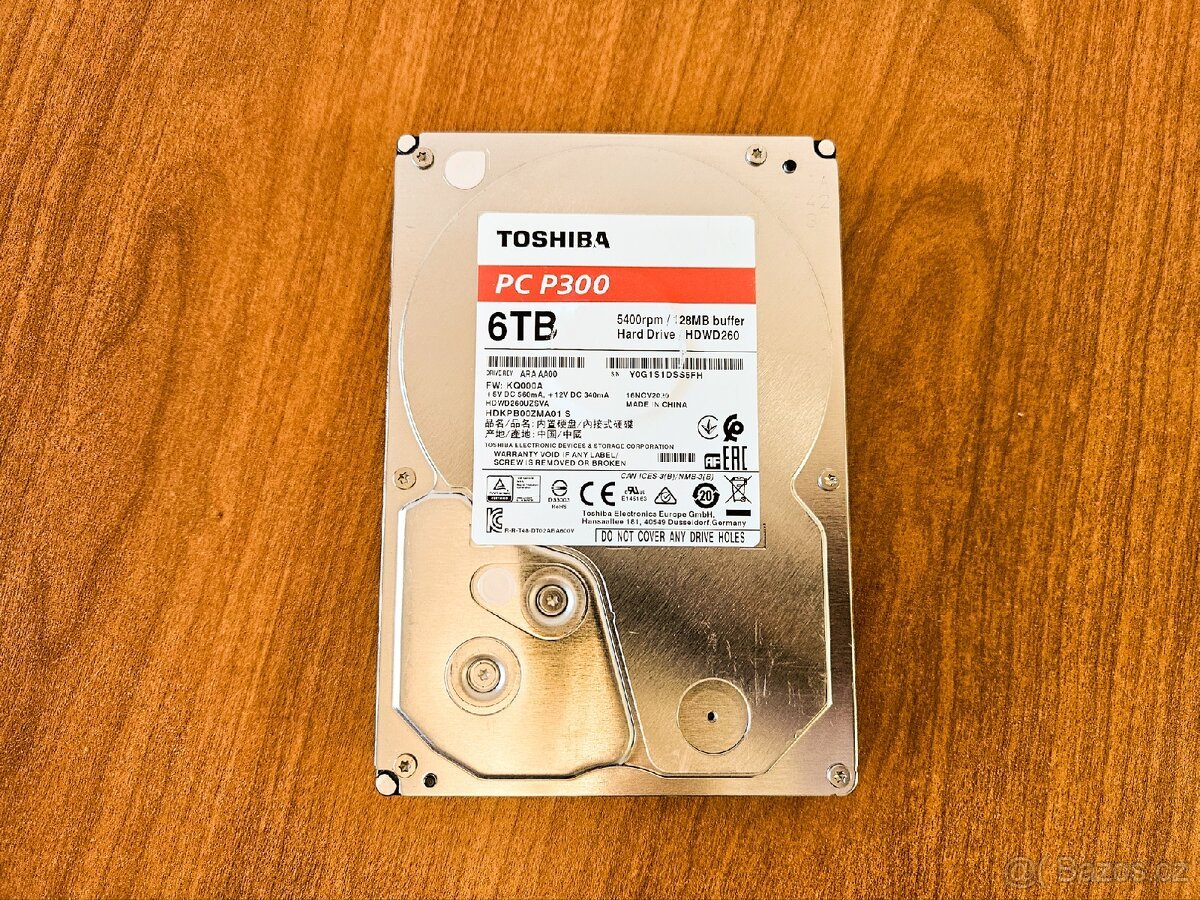 6TB pevný disk Toshiba bez vadných sektorů