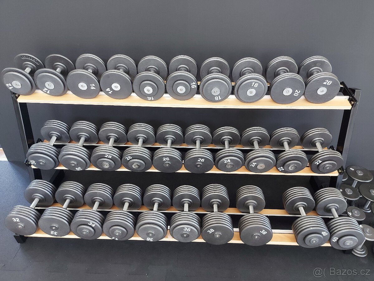 Profi pevné jednoruční činky 2-100kg- NOVÉ