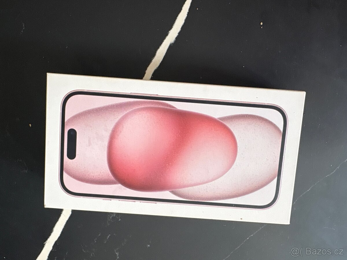 iphone 15 ruzovy v původni krabicce