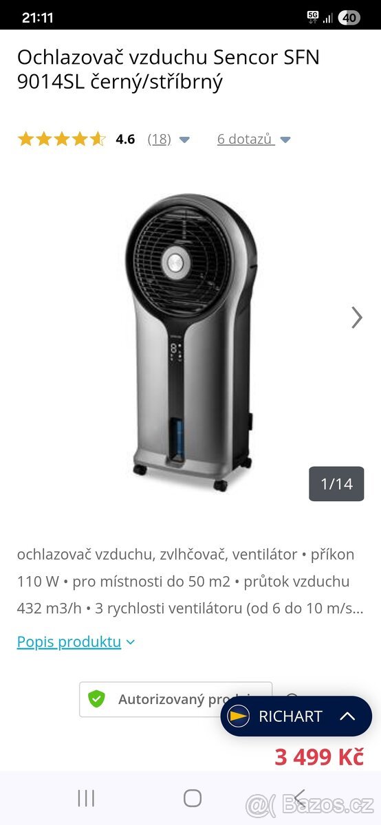 Ochlazovač vzduchu SENCOR