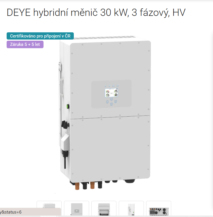 NOVÝ - DEYE hybridní měnič 30 kW, 3 fázový, HV