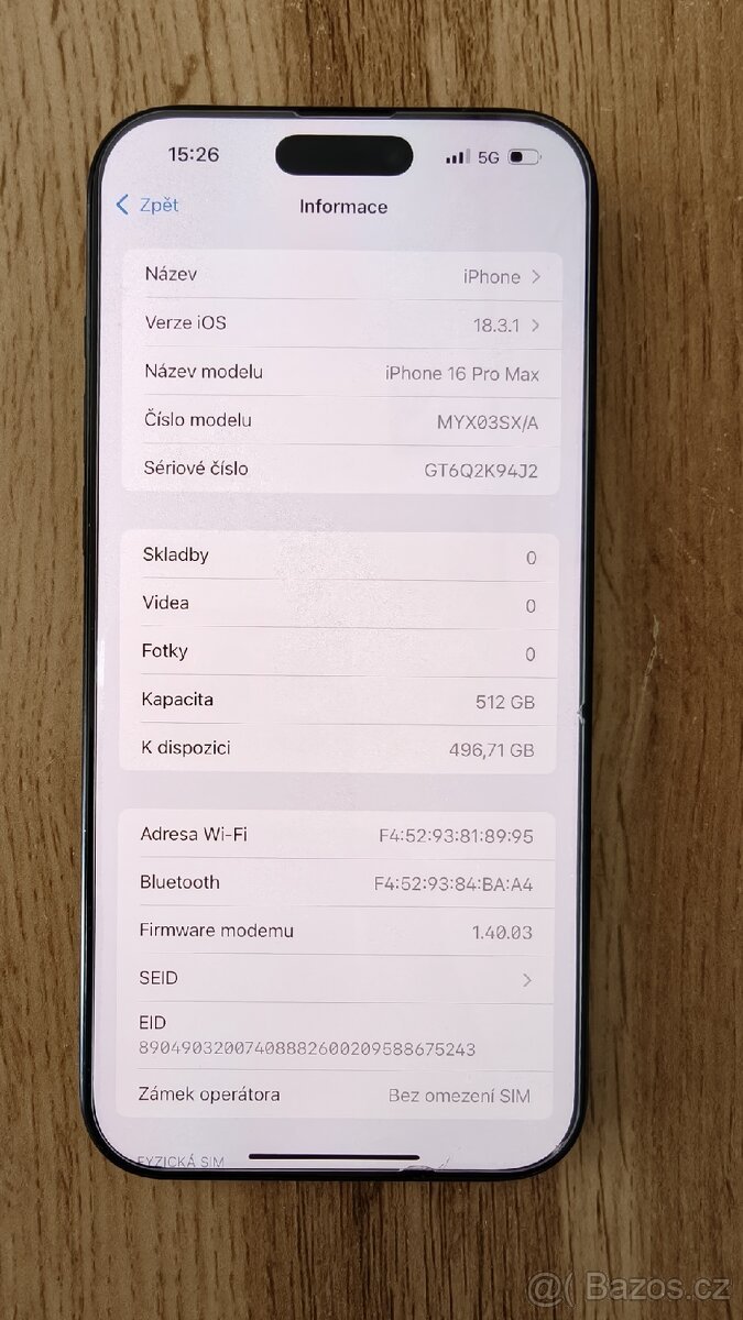 Iphone 16 Pro Max 512 G 🔋 100% Záruka 31.8.27