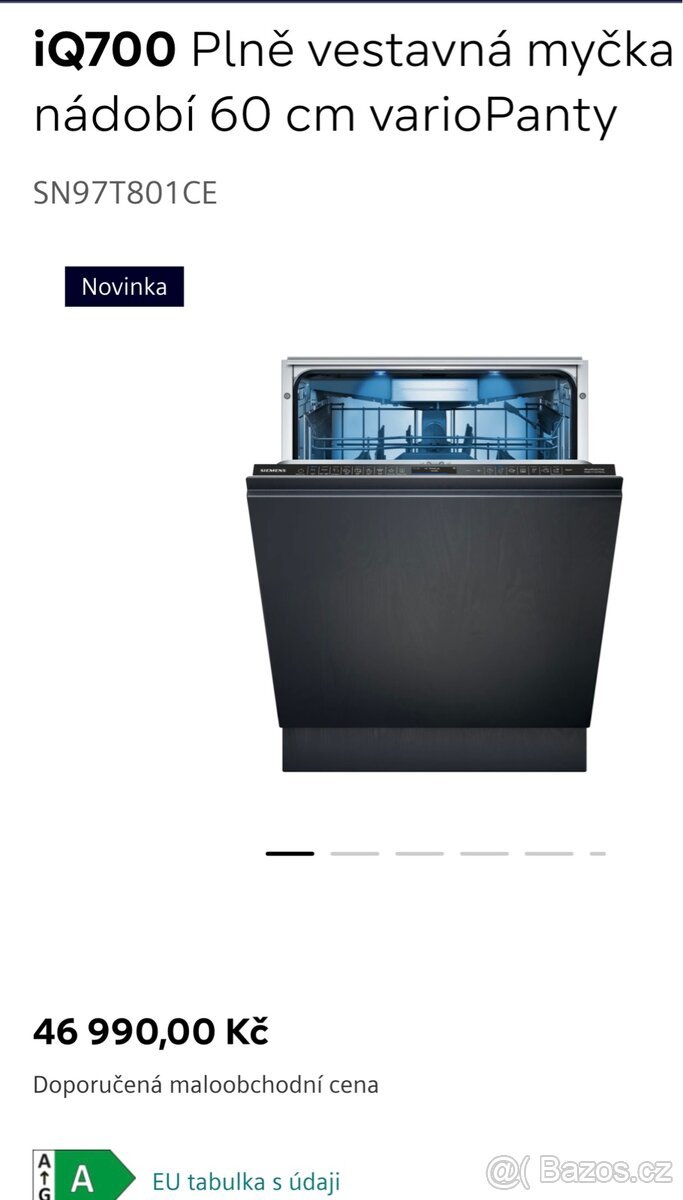 Nová myčka SIEMENS STUDIOLINE SN97T801CE-TOP CENA/jeden kus