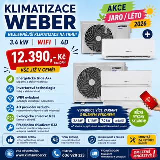KLIMATIZACE WEBER 3.7KW, prostor cca 35m2