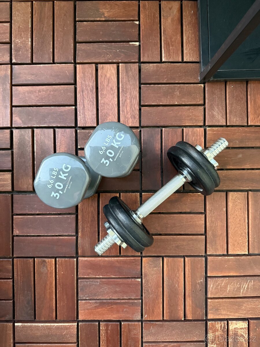 3 fitness činky (2x3kg, 1x5kg)