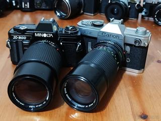 Dva historické fotoaparáty pro sběratele - MINOLTA, CANON