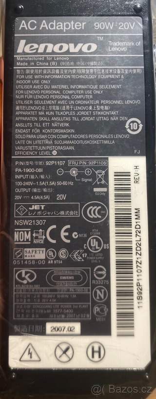 Zdroj Lenovo 90W 20V