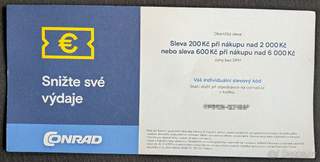Slevový kupón v hodnotě 600 Kč na Conrad.cz