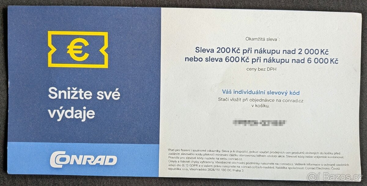 Slevový kupón v hodnotě 600 Kč na Conrad.cz