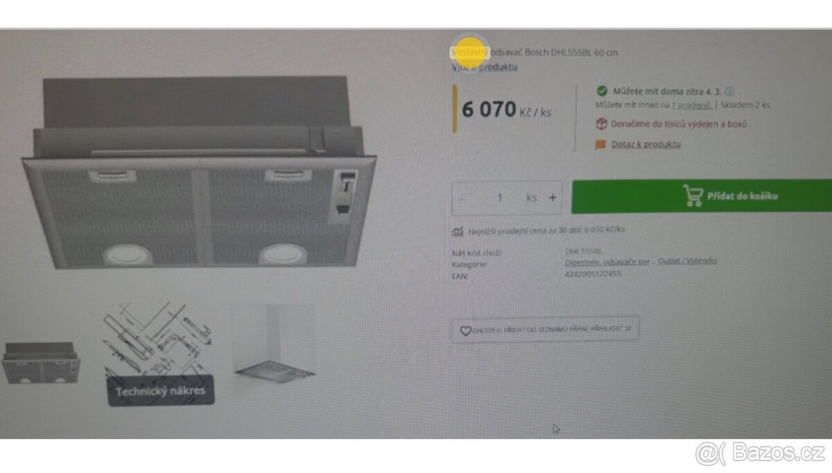 Nová Vestavná digestoř Bosch