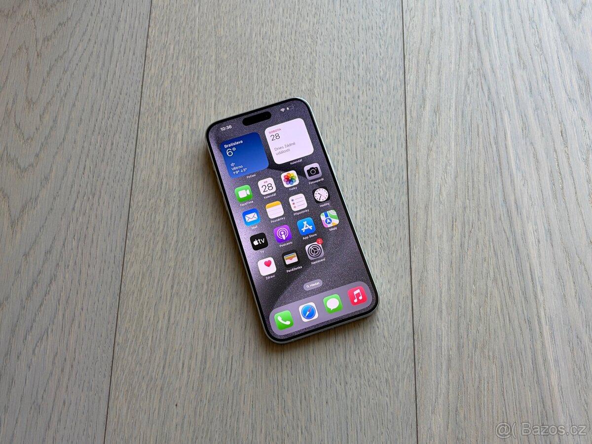 APPLE IPHONE 15 PRO MAX 256GB BÍLÝ TITAN,ZÁRUKA,E-SIM