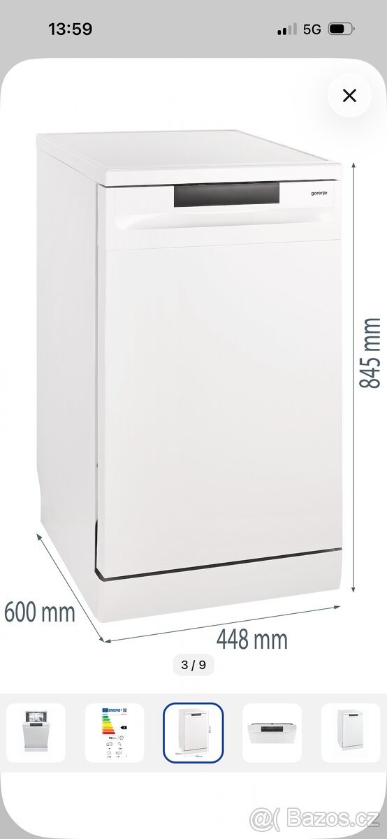 Myčka 45 cm, GORENJE GS520E15W