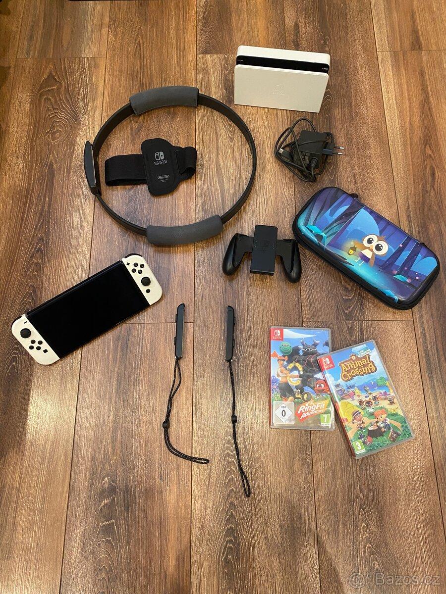 Nintendo Switch OLED + Ring Fit Adventure + Animal Crossing