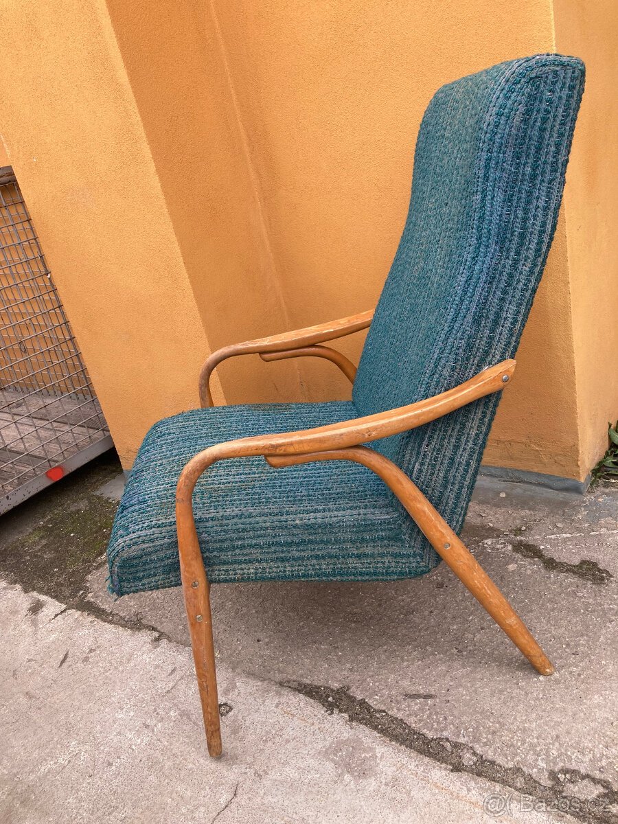 Křeslo dřevěné ohýbané čalouněné látkou RETRO 600 kč