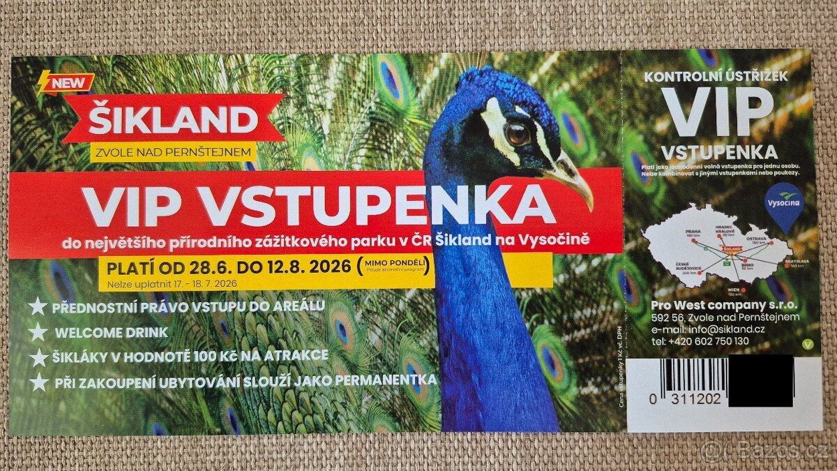 VIP vstupenka do zábavného parku ŠIKLAND