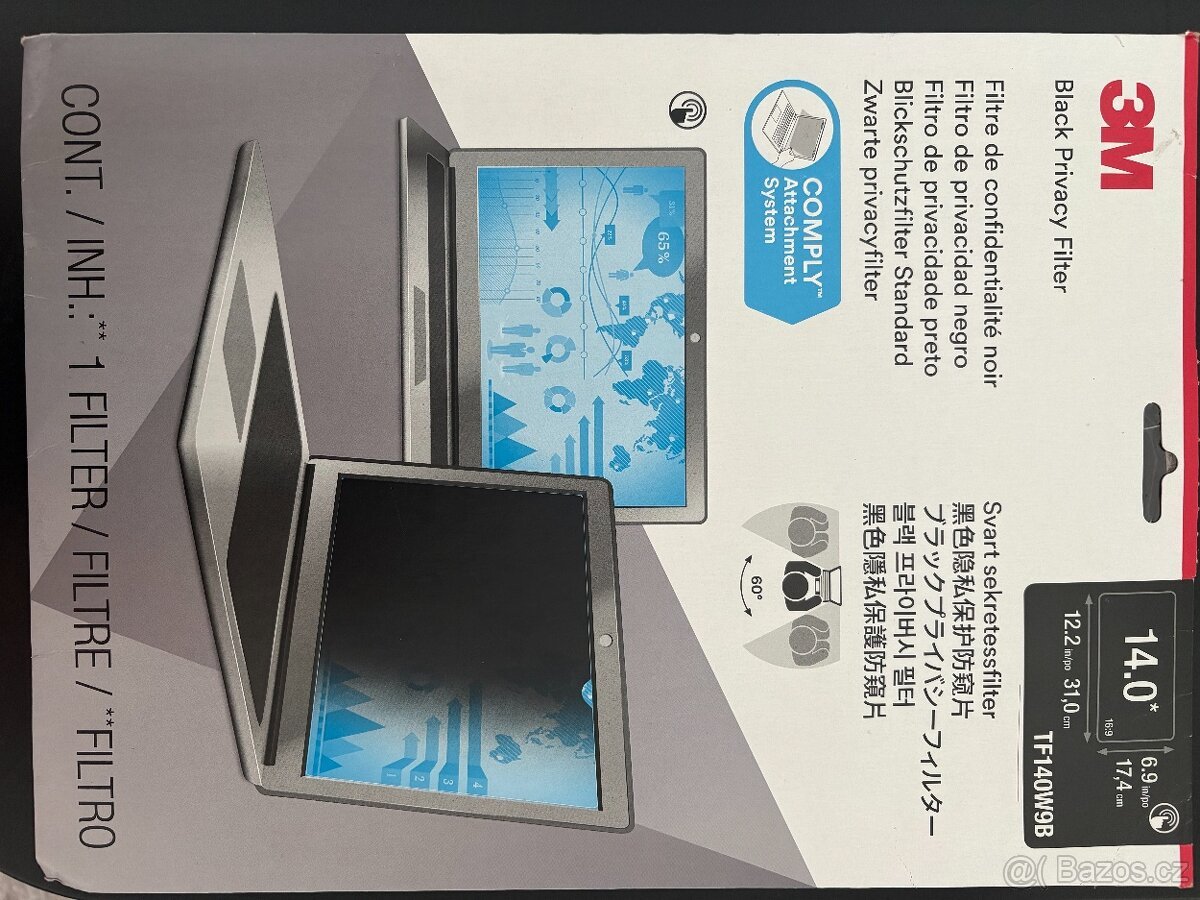 Nový 3M privátní filtr TF140W9B pro notebook 14" – COMPLY