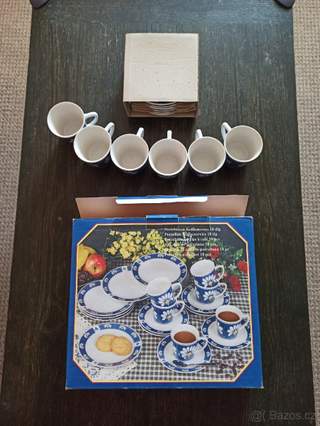 Porcelánová kávová sada - 6 ks šálků a 6 ks podšálků