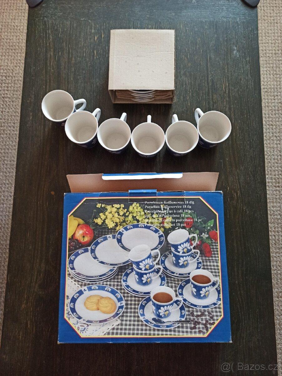 Porcelánová kávová sada - 6 ks šálků a 6 ks podšálků