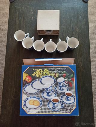 Porcelánová kávová sada - 6 ks šálků a 6 ks podšálků
