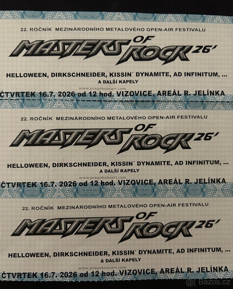 Master Of Rock 2026 - Čtvrtek 16. 7.
