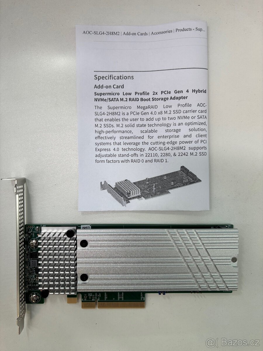 Karta/řadič Supermicro AOC-SLG4-2H8M2 pro NVMe/SATA M.2