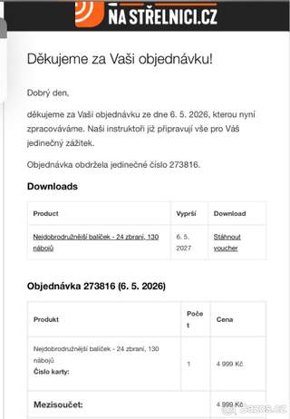 Voucher pro střelbu 24zbraní
