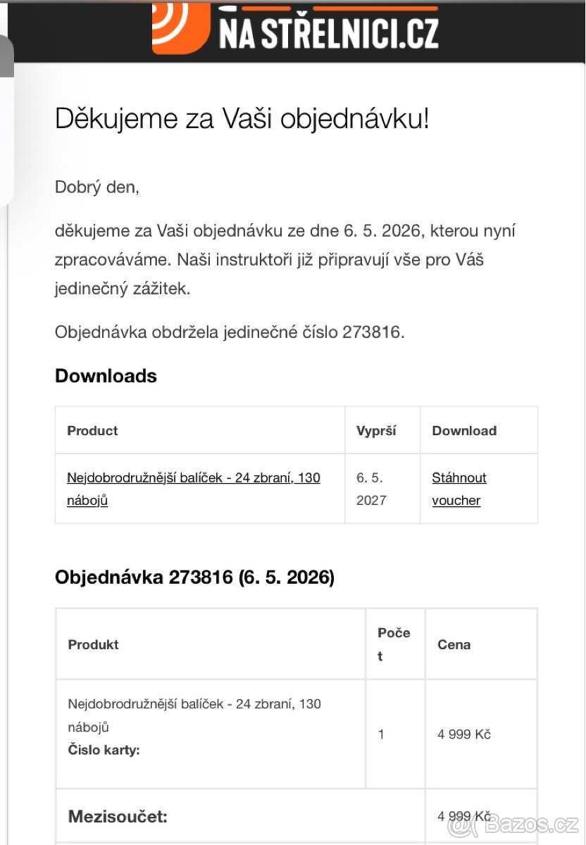 Voucher pro střelbu 24zbraní